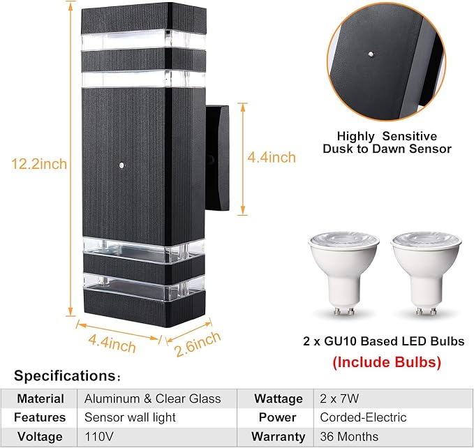 Dusk to Dawn Outdoor Lighting Wall Mount, Porch Lights Outdoor Wall Lamps for Patio Waterproof 14W LED Exterior Light Fixture Sconce Lights for House Hallway Garden Corridor