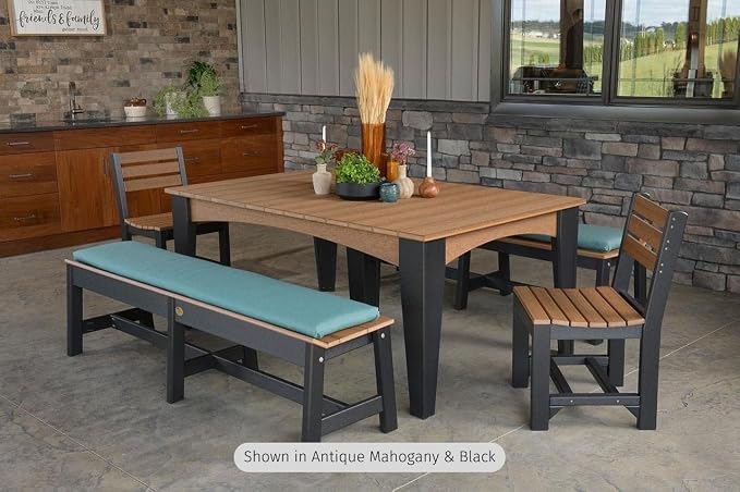 LuxCraft Poly Island Dining Table, 44" x 72" Rectangular Outdoor Patio Table, Made with Recycled Plastics, Made in USA (Black)