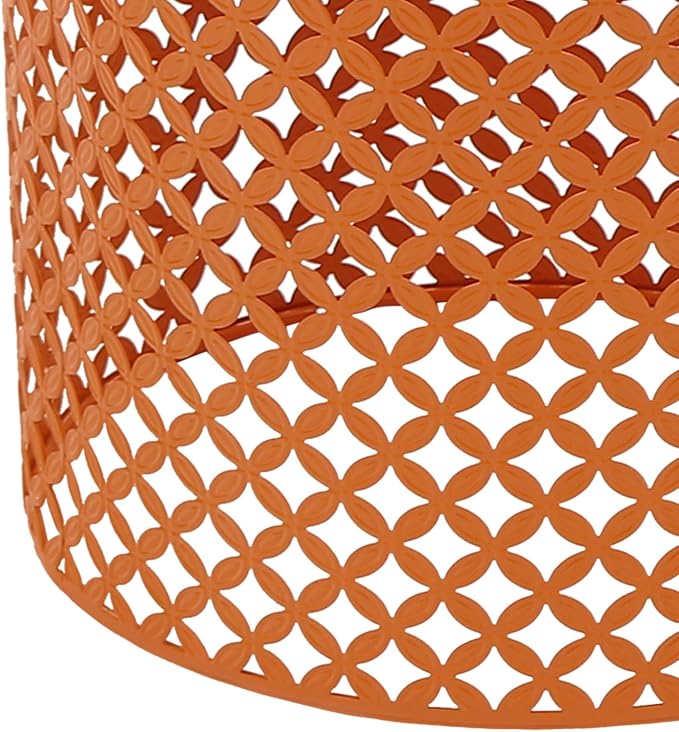 2PCS Outdoor Side Table, Modern End Table Cylindrical Metal Frame Accent Table, Metal Frame Accent Table for Gardens, Balconies, Bedrooms, Living Rooms (Orange)