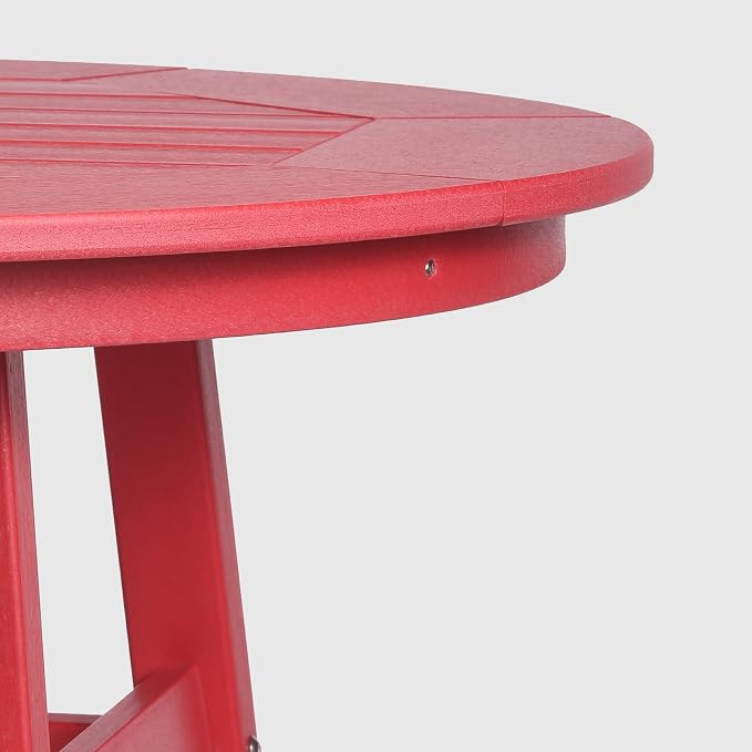 WestinTrends Outdoor 35" HDPE Round Patio Counter Height Bar Table, Red