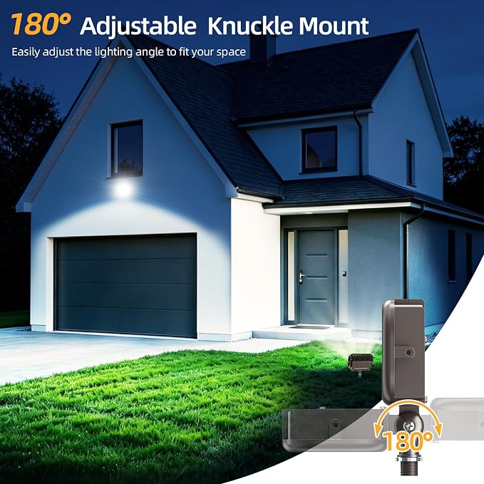 30W LED Outdoor Security Flood Lights,AC 120-277 Input | 100lm/W Efficacy,Super Bright LED Chips,7V×7H Beam Spread,180°Adjustable Knuckle Mount,IP65 Waterproof,4000K Color Temperatur