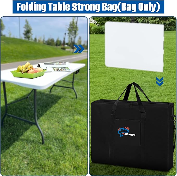 SIRUITON Folding Table Storage Bag, Portable 600D WaterProof Carry Bag for Folding Picnic/Camp Tables with Reinforcing Plate & Shoulder Strap, 36" D x 30" W x4.7 H Fits 6FT Folding Tables（Bag Only）