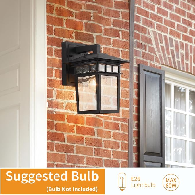 Outdoor Wall Lantern 2 Pack Exterior Light Fixtures Wall Mount Black