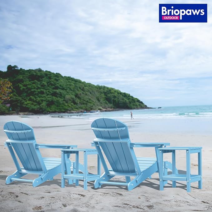 BRIOPAWS Outdoor-Side-Table | Small | HDPE Plastic | Patio End-Table | 2-Shelf Adirondack Outside Tables | All Weather | for Poolside Front Porch Indoor Living Room | 14" x 13" | Arctic