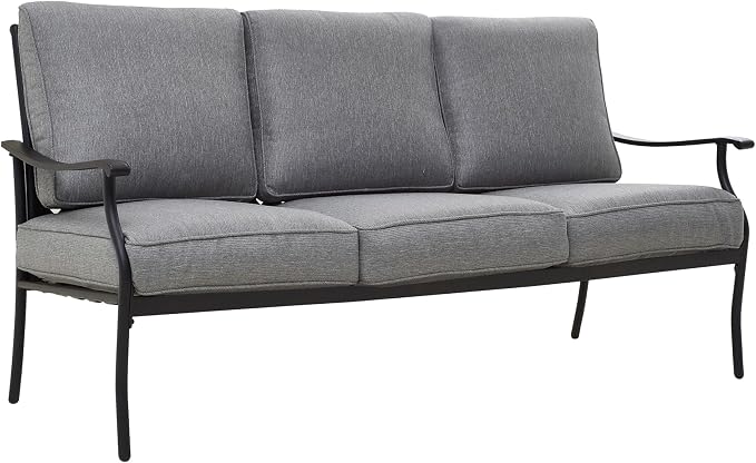 4 Pieces Patio Conversation Set 5 Seat Outdoor Furniture Sofa Chairs Patio Furniture Seating Sets with Cushion and Cofffee Table (Gray)