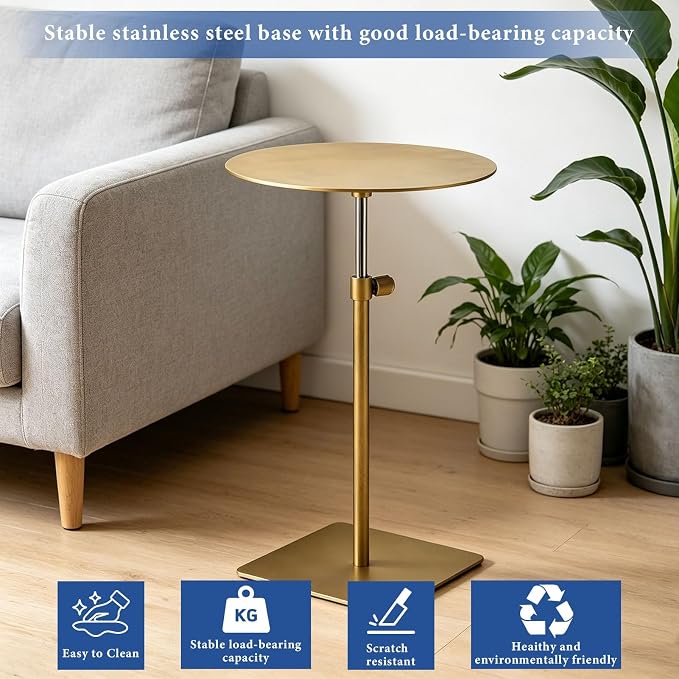 Stainless Steel Round Dining Table - 50cm Metal Breakfast Bar & Coffee Side Table for Outdoor Patios, Cafes, Restaurants & Dessert Shops - Stylish & Durable Side Tables