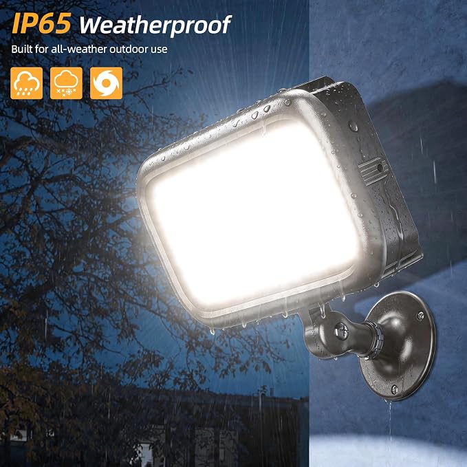 45W LED Outdoor Security Flood Lights,AC 120-277 Input | 100lm/W Efficacy,Super Bright LED Chips,7V×7H Beam Spread,180°Adjustable Knuckle Mount,IP65 Waterproof,4000K Color Temperatur