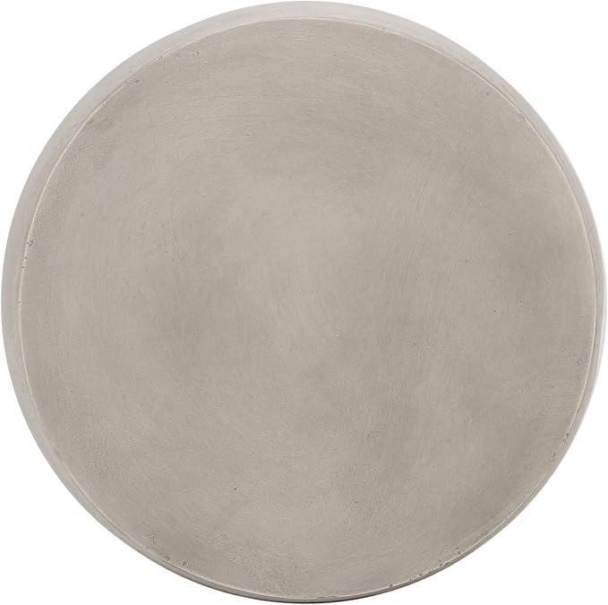 19" Small Concrete Side Table, Round End Table, MGO Coffee Table for Living Room for Apartment, Home Office, Light Grey