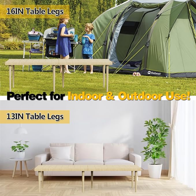 30x60 Inch Boho Low Picnic Wood Table - Foldable Design And And 2 Set Of Wood Table Leg For Sitting On The Floor Low Height Floor Picnic Table Encourage A Laid-back Vibe At Home Or In Nature
