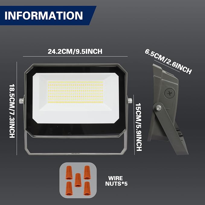 LED Flood Lights Outdoor 35/60/80W and 3000/4000/5000K Adjustable 10400Lm,Dusk-to-Dawn Sensor o Dawn Flood Light for Yard, Garage, Garden,UL Listed,Includes Include Slip Fitter Mount