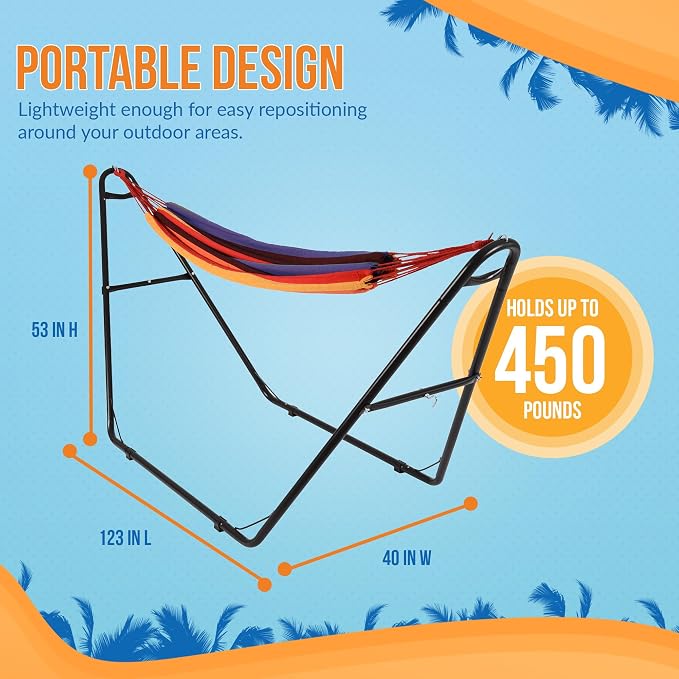 Outdoor Leisure Tropical Hammock and Frame - Stripe