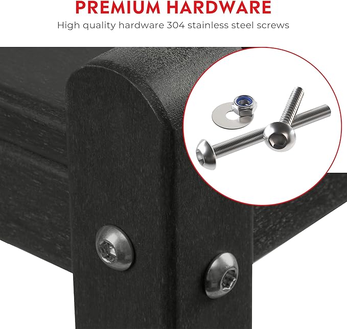 Costaelm Outdoor Side Table, 2-Tier Small Patio Coffee Tables for Outside, Outdoor End Tables for Patio, Adirondack Side Table for Outside, Outside Table for Pool, Porch, Garden, Black