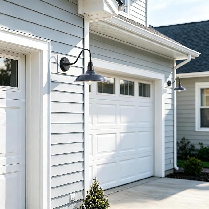10in Outdoor Barn Light Gooseneck Outdoor Light Fixture, Midnight Blue Exterior Farmhouse Lights, Goose Neck Porch Wall Lighting Sconce for House, Garage, Doorway
