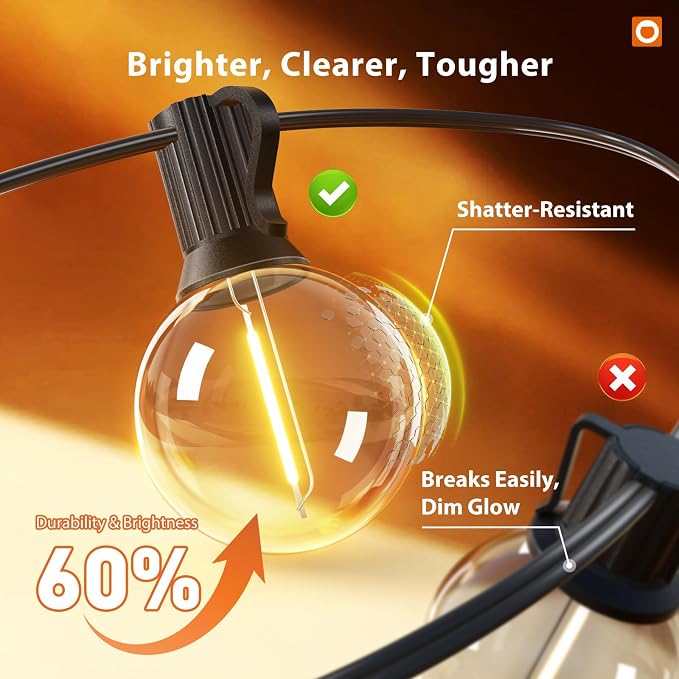 addlon Outdoor String Lights 200FT G40 with Remote 108 LED Waterproof Bulbs | Dimmable Patio Globe Lights Shatterproof, Hanging Outside Lighting for Backyard, Garden, Deck, Balcony, Porch, Café, Decor