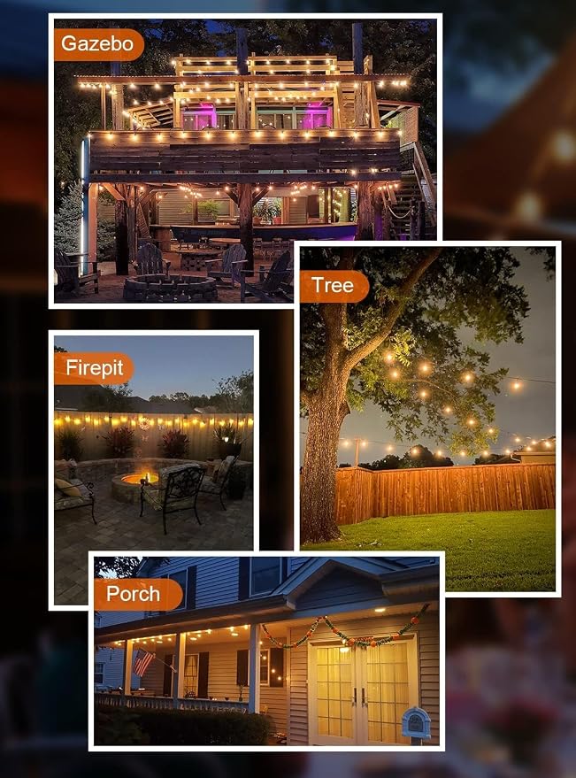 GPATIO Outdoor String Lights, 50FT ST38 Bulbs Shatterproof Patio Lights, Waterproof Dimmable Outside Hanging Light, Connectable LED Outdoor Lights for Backyard, Porch, Party, Garden, Home Decor