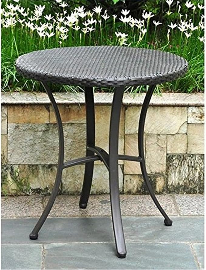 Maykoosh Round Patio Table - Outdoor Bistro Table - Resin Wicker Tabletop - Aluminum Frame - Garden Table
