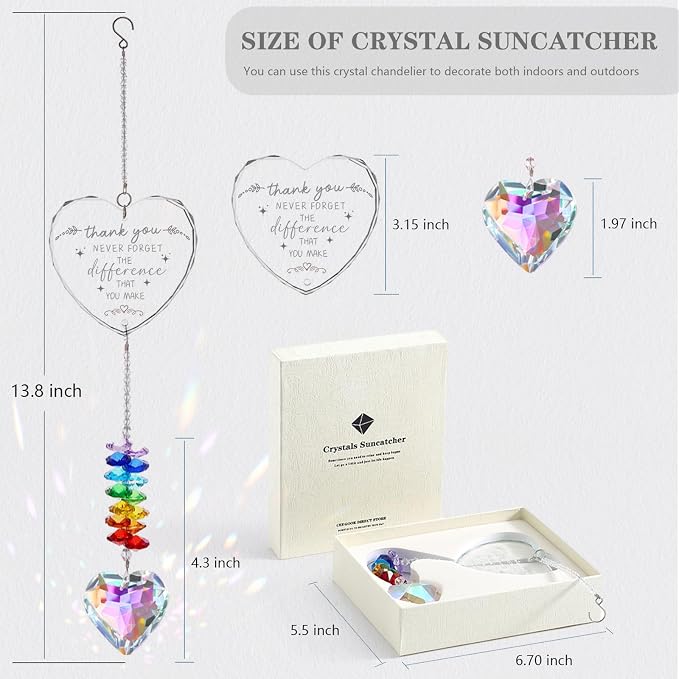 Thank You Gifts, Crystal Suncatcher Thank You Gifts for Women, Never Forget Appreciation Gifts Ornament, Women Gifts for Coworkers Teacher Boss Nurse Friend Keepsake