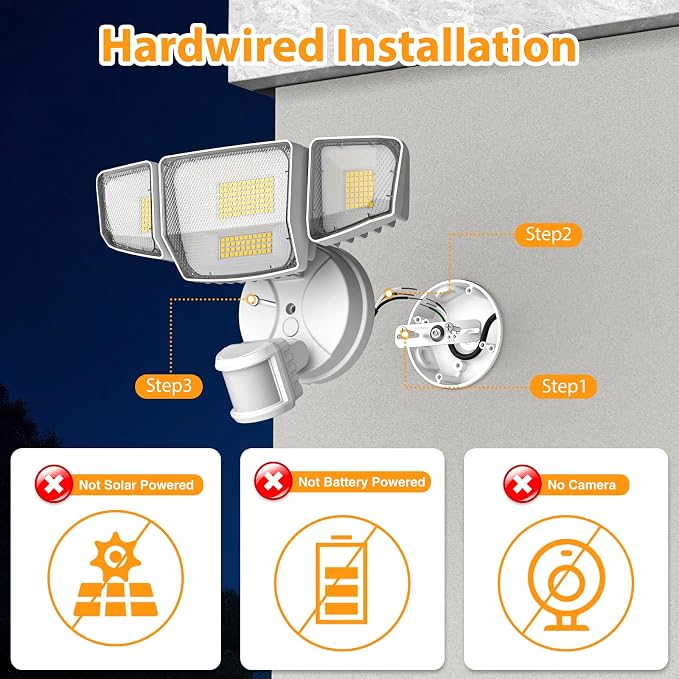 90W 10000LM LED Security Lights Motion Sensor Outdoor Lights, 4 Head Dusk to Dawn, 6500K Daylight Flood Lights Outdoor Motion Sensor, IP65 Waterproof, Motion Light for Outside, Garage, Yard, Porch