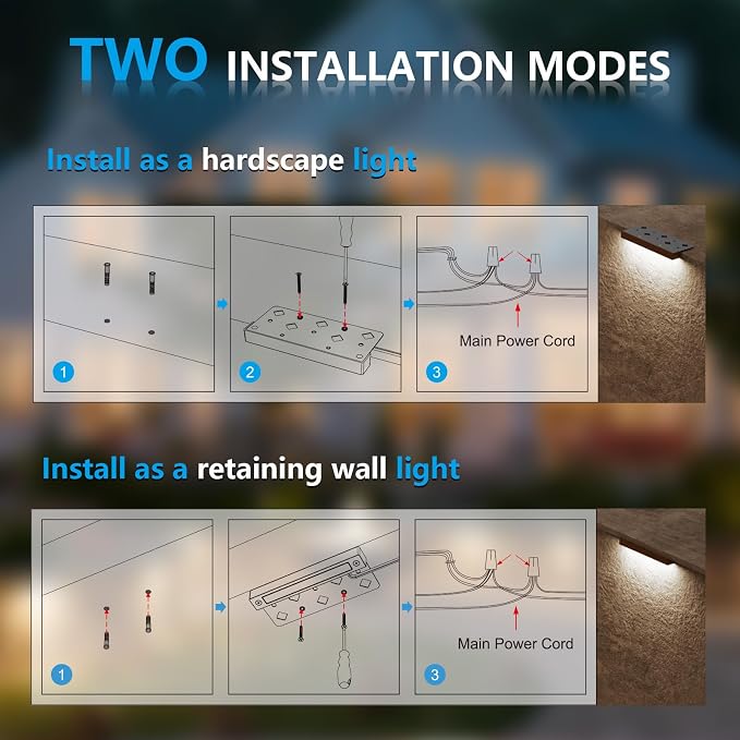 VOLISUN 7 Inch Retaining Wall Lights, 5000K Hardscape Lighting, 8 Pack | IP65 Waterproof, Cuttable Low Voltage Landscape Lighting, 12V Paver Lights, 3W Outdoor Step Lights, ETL