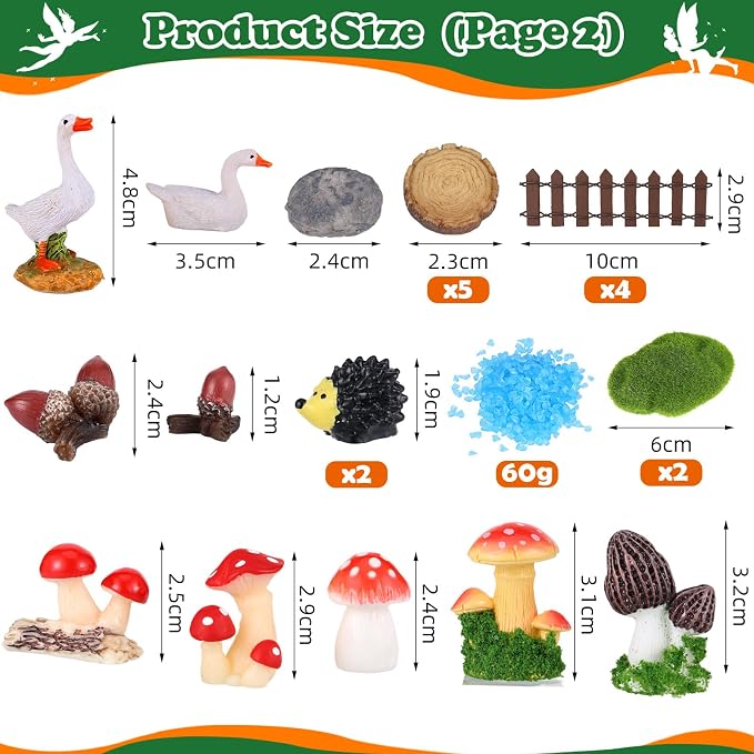 109 Pcs Fairy Garden Accessories Miniature Fairy Figurines Kit | Mini Resin Animals Garden House Supplies Outdoor Decor for DIY Dollhouse