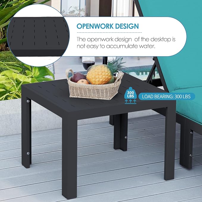 NICESOUL 8 Piece Oversized Modular Aluminum Outdoor Furniture Set, 29" Deep and Wide Sectional Seating, 500 lbs High Weight Capacity Water Resistant Patio Conversation Set for Garden Deck, Turquoise