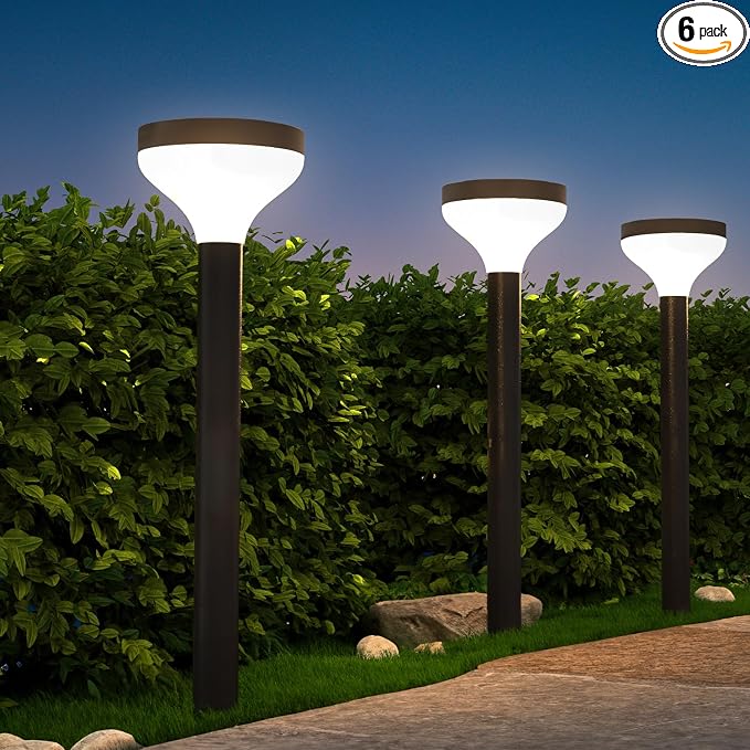 Sunco 6 Pack Round Solar Pathway Lights Outdoor, Dimmable, 2CCT | Bright 120 Lumens, 2700K/4000K, Backyard Landscape Lighting, for Walkways, for Garden Accents, Driveways