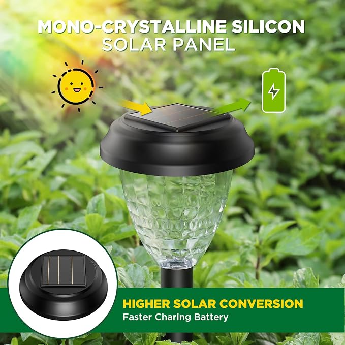 URAGO Super Bright Solar Lights Outdoor Waterproof-10 Pack, Dusk to Dawn Up to 12 Hrs Solar Powered Outdoor Pathway Garden Lights Auto On/Off, LED Landscape Lighting Decorative for Walkway Patio Yard