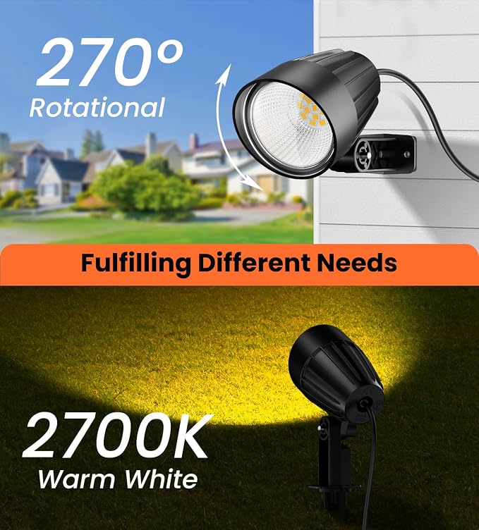 MEIKEE 7W Low Voltage LED Landscape Lights 800LM 12V Outdoor Landscape Lighting 2700K Warm White IP66 Waterproof Garden Pathway Lights with Connectors (4 Pack)