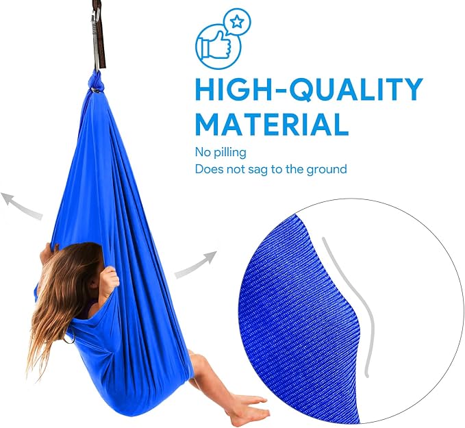 Satisure Sensory Swing, Therapy Swing for Kids & Adults, Cuddle Swing Indoor Outdoor, Swing Hammock for Child with Disorders, Autism, ADHD, Anxiety, Pod Swing Chair - 110" x 59"