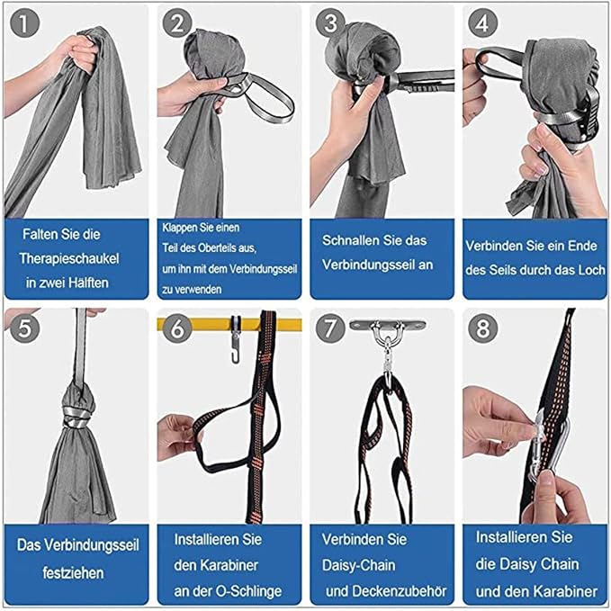360° Rotating Elastic Aerial Yoga Hammock Outdoor Indoor Swings Aerial Yoga Sensory Therapy Cuddle Swing Soft Elastic Parcel Steady Seat Swing (Color : Lake Blue, Size : 100x280cm)