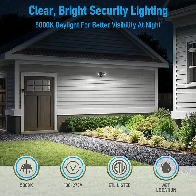 LEONLITE Motion Sensor Security Lights Dusk to Dawn IP65 5000K Bronze | COB LED Motion Detector Flood Light Outdoor, 100-277V, ETL Listed, Adjustable Heads, Aluminum, Waterproof, Daylight
