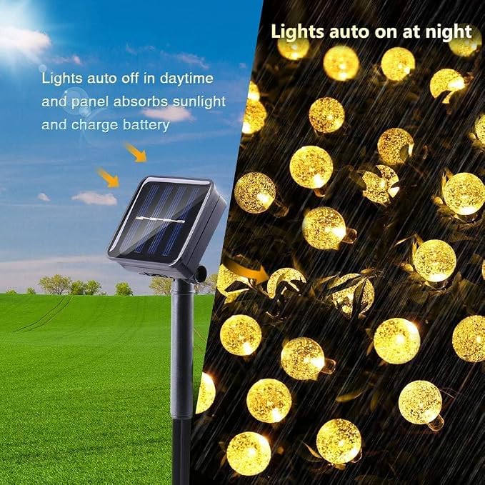 Toodour Solar String Lights Outdoor Waterproof, 56ft 100 LED Globe String Light with 8 Mode, Crystall Ball Lights Solar Patio Lights for Garden, Lawn, Patio, Gazebo, Yard, Outdoor Decor - Warm White