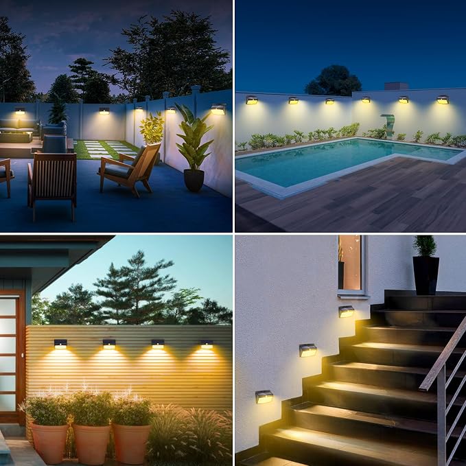 2 Pack Solar Lights Outdoor Motion Sensor with 3 Lighting Modes | Warm White, Black, Waterproof, LED, Solar Powered, Security, Outside, Wall, Garden, Fence, Yard, Deck, Patio, Garage