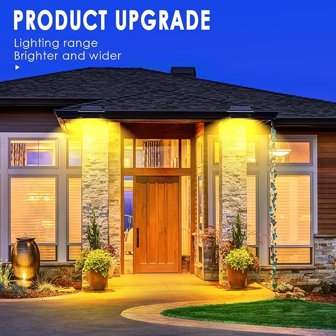 Gutter Lights, 40 LEDs Solar Patio Decor Lights, Deck Lights Outdoor Waterproof Fence Lights for Wall Backyard Porch, Patio, Pool,Step Stairs, Yard, Garden, Pathway (4Pack-Black,Warm White Light)
