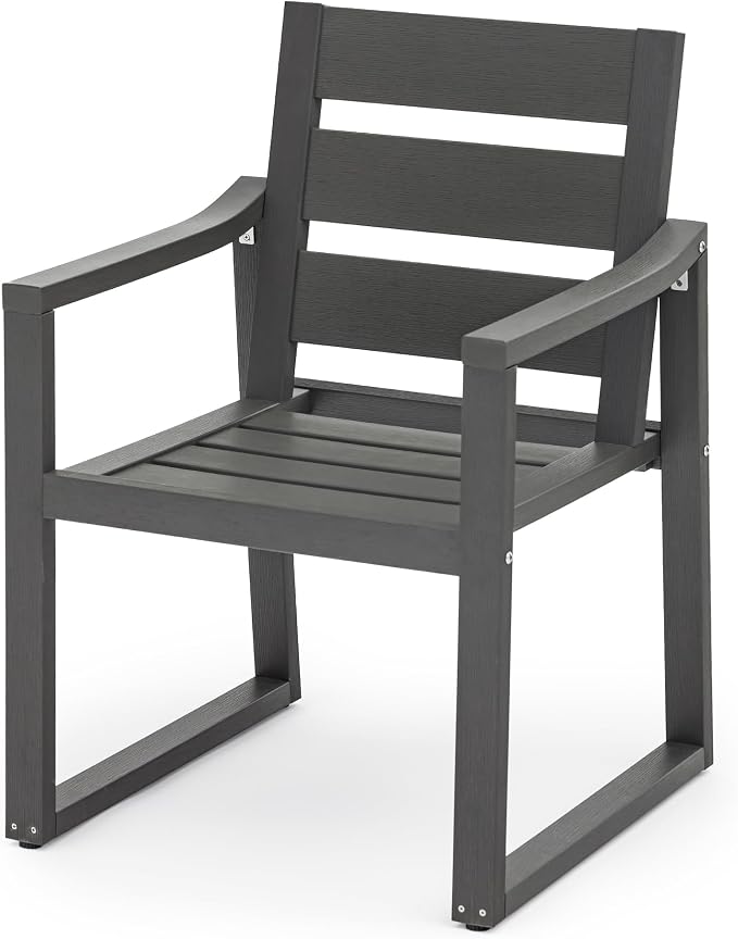 Cozyman HDPS Outdoor Dining Chairs, 350LBS, Patio Dining Chairs with Armrest, All Weather Outdoor Kitchen Chairs with Square Frame Legs for Outdoor Indoor, Lawn, Garden, Backyard, Dark Gray