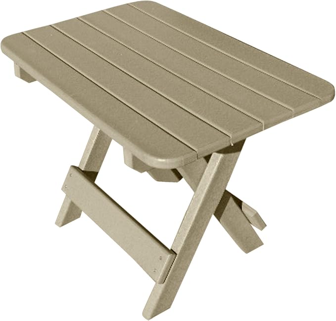 Phat Tommy Folding Outdoor Patio Side Table - Poly Adirondack Side Table - All Weather Side Table for Your Patio, Deck, or Balcony (Weatherwood)