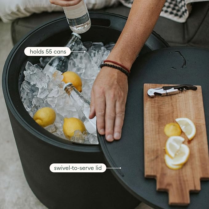 Veradek Kona Cooler Side Table – 2-in-1 Outdoor Patio Side Table w/Cooler | Insulated 40L Capacity | Modern Accent Décor for Hosting, BBQ, Poolside
