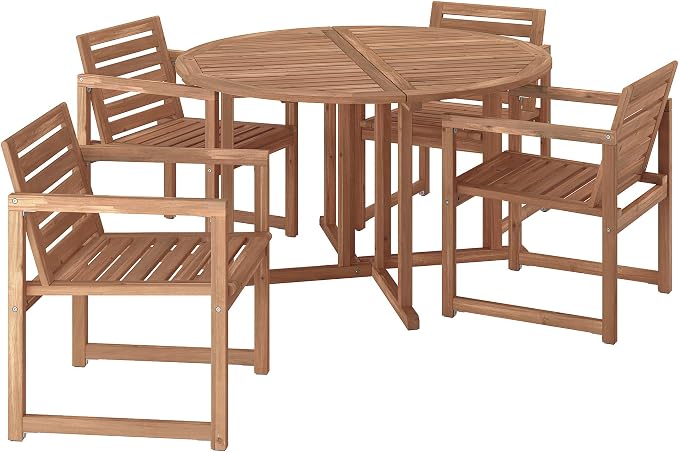 ProTuning NÄMMARÖ Table+4 chairs w armrests, outdoor, light brown stained, 130 cm