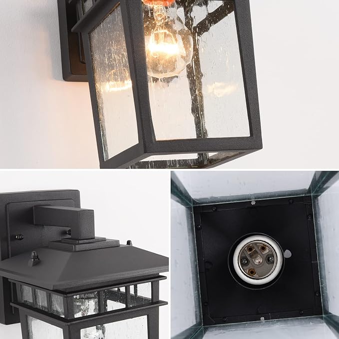 Outdoor Wall Lantern 2 Pack Exterior Light Fixtures Wall Mount Black