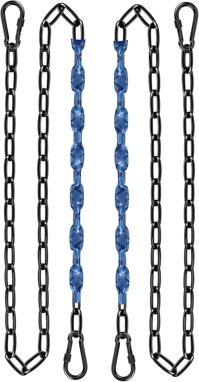64inch Hanging Swing Chair Chain (2)+ 4 Free Quick Links, 1000LB Load Bearing,Indoor and Outdoor Playground Swings, Hammocks, Sandbags Swing Chains (Blue, 2 Pack 64 Inch)