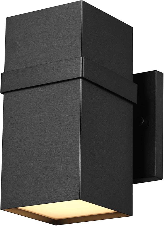 Globe Electric 60000180 9W LED Integrated Dusk to Dawn Outdoor Wall Sconce, Matte Black, 500 Lumens, 2700 Kelvin, 80 CRI