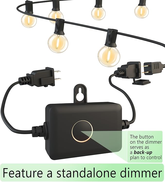 Outdoor String Lights Waterproof 75FT (1FT Bulbs Spacing) Remote for Patio | Connectable Outside Lighting Remote Dimmable,3 Modes,Timmer with 75 Plastic Globe Bulb for Backyard Bistro Porch Garden Fence