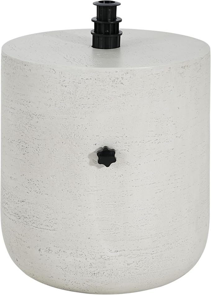 Concrete Umbrella Base with Side Table, 88 lb Sand-Fill Patio Umbrella Stand, Industrial Style Gray White Finish, Fits 32–48mm Poles, Sturdy Outdoor Umbrella Holder for Patio, Poolside, Balcony