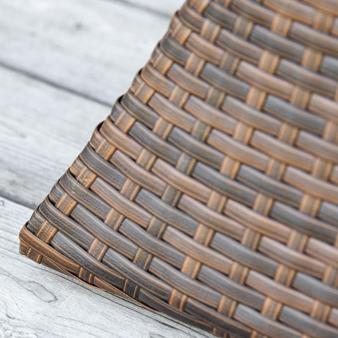 Outsunny Outdoor Side Table with Umbrella Hole, 2 Tier Rattan Wicker End Table with Storage Shelf, All Weather for Patio, Garden, Backyard, Mixed Brown