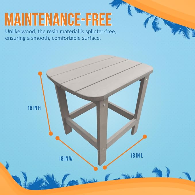 Blue Wave Ez-Care Tek-Wood™ Adirondack Side Table - Slate Grey