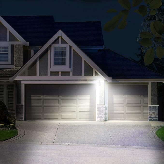 LEPOWER Hardwired LED Security Lights Motion Sensor Outdoor, 40W 4000LM | 5500K Daylight, 72 FT Range & 180° Detection, Easy to Install, IP65 Waterproof, 2 Head Flood Light for Garage, Yard, Porch