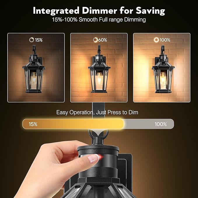 VIANIS Motion Sensor Outdoor Wall Lantern, Black Waterproof Dusk to Dawn LED Exterior Wall Sconce, Anti-Rust Aluminum Modern Outside Porch Light Wall Mount for House, Garage, Entryway 2 Pack