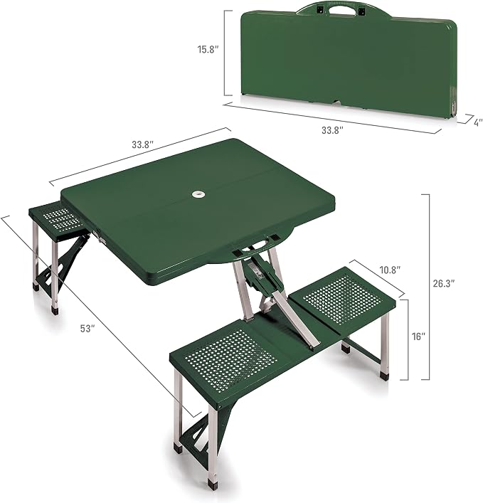 PICNIC TIME NFL Picnic Table Portable Folding Table with Seats and Umbrella