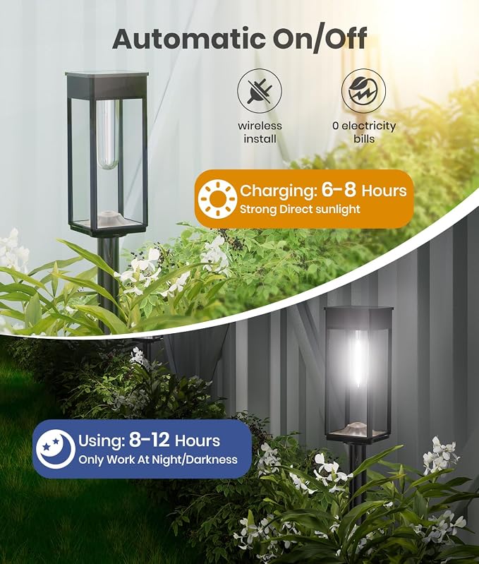 ALFIOT Solar Pathway Lights Outdoor, 12 Pack Bright Solar Lights Outdoor, Auto On/Off, IP65 Waterproof Landscape Lighting for Yard Patio Walkway Driveway Pathway (Cool White)