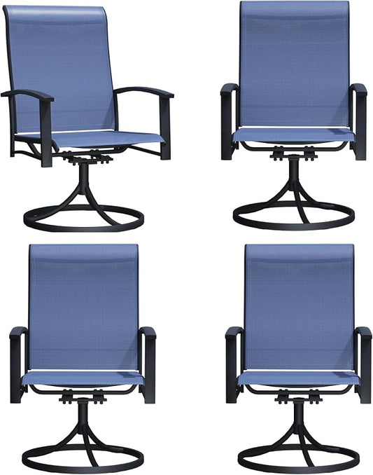 Outdoor Swivel Rocker Dining Chair Set of 4, All Weather Patio Dining Chair with Textilene High Back and Metal Frame, Backyard, Lawn Garden and Deck Porch Patio Furniture Set